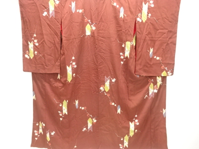 JAPANESE KIMONO / ANTIQUE KIMONO / KINSHA / ARROW FEATHERS & UME